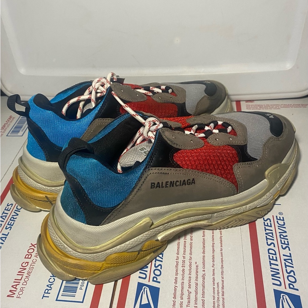 Balenciaga Triple S Sneaker 'Blue Red' 2018 Mens Fashion Shoes Size 12 NEW - Picture 9 of 14